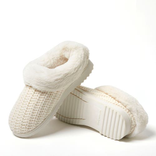 Dearfoams Hannah Festive Knit Clogs In Cream