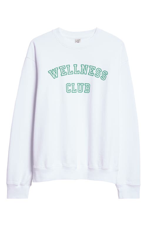 Shop Sporty And Rich Sporty & Rich Wellness Club Flocked Cotton Sweatshirt In White