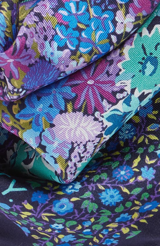 Shop Liberty London Floral Medley Silk Scarf In Purple