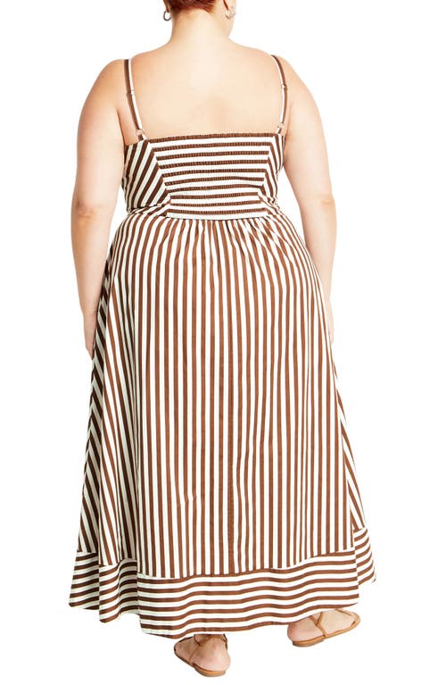 Shop City Chic Zaya Stripe Sleeveless Midi Dress In Tabacco Stripe