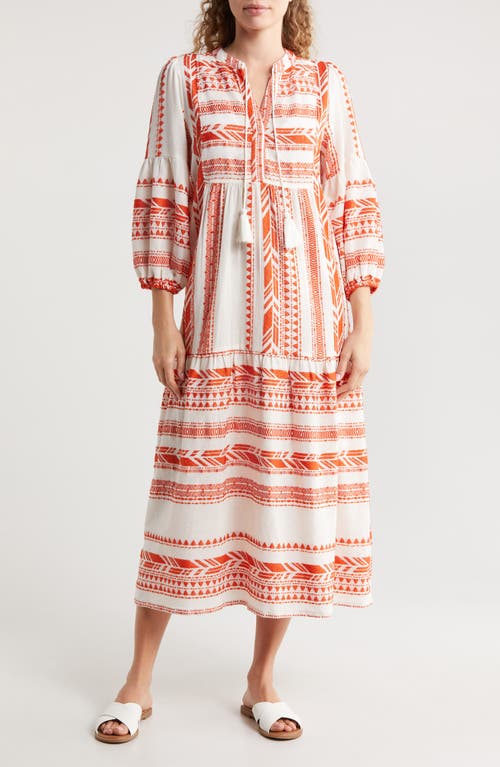 Elan Embroidered Cotton Blend Cover-Up Dress Natural Print at Nordstrom,