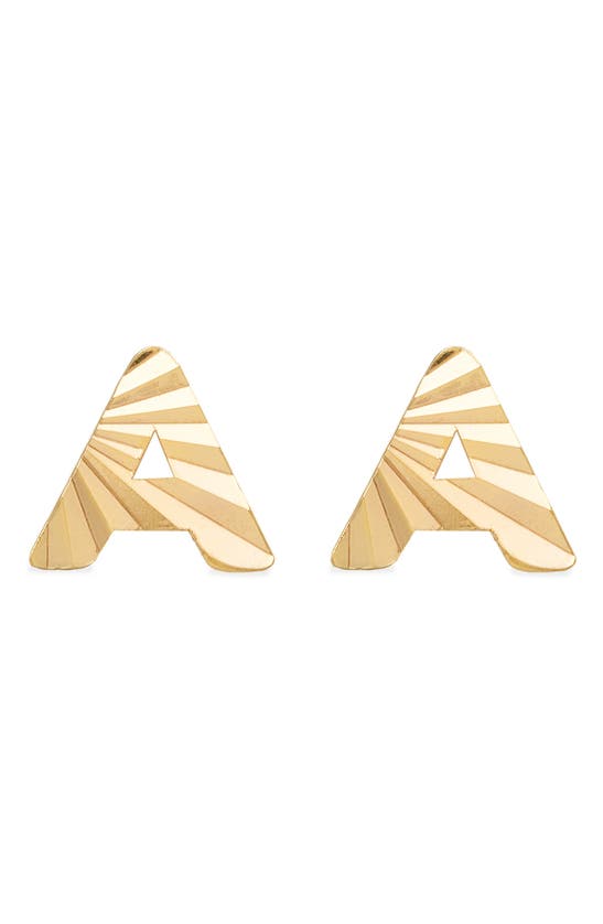 Made By Mary Initial Single Stud Earring In Gold - A