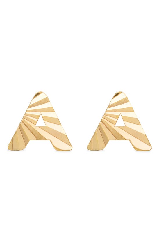 Made By Mary Initial Single Stud Earring In Gold - A