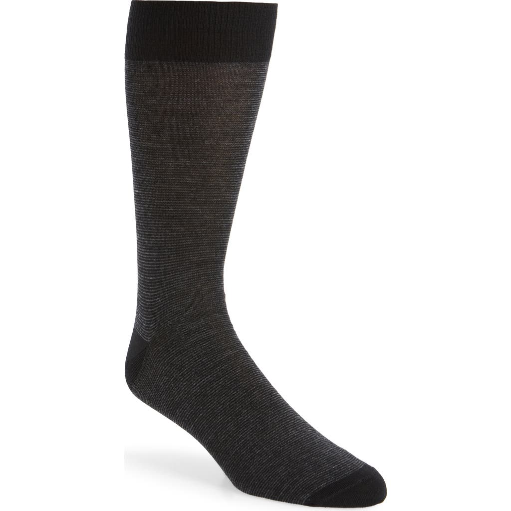 Nordstrom Pinstripe Wool Blend Dress Socks In Black