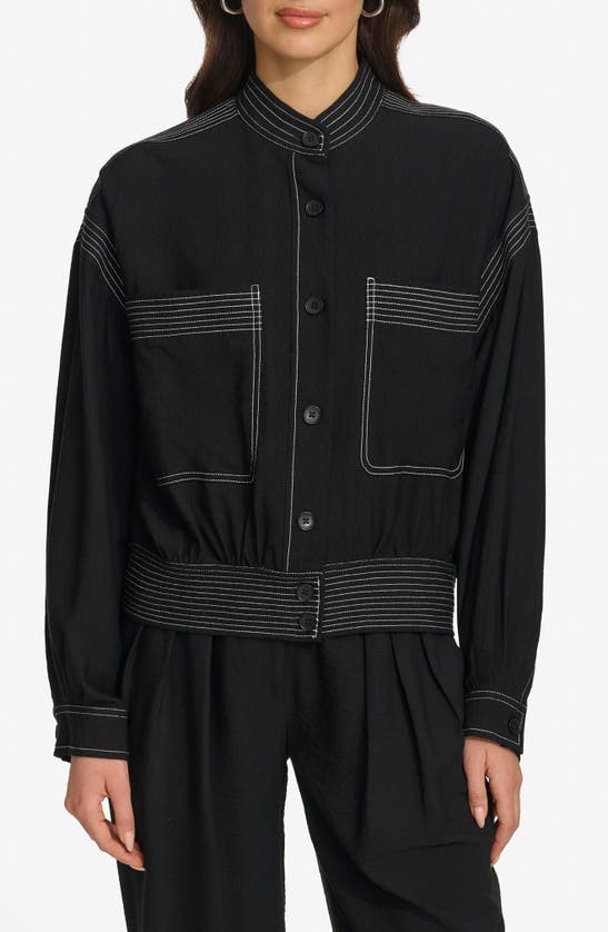 Shop Dkny Contrast Stitch Jacket In Black