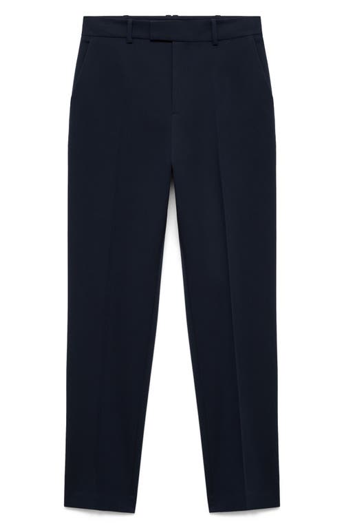 Shop Mango Straight Leg Suit Pants In Dark Navy