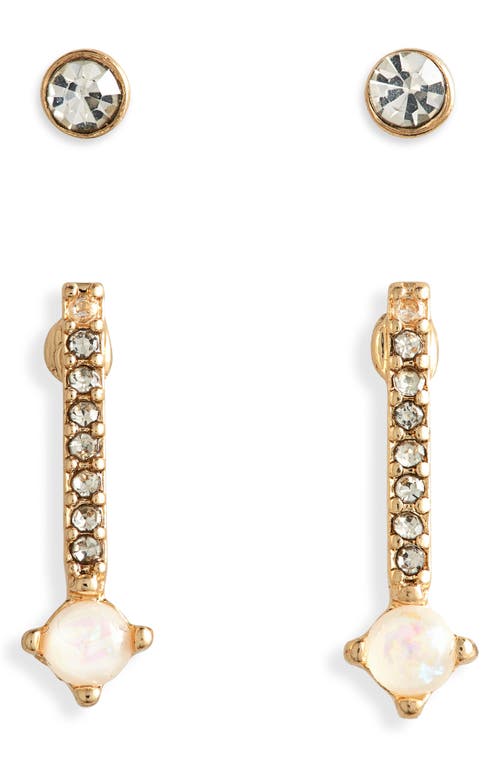 Crystal Stud Earrings in Gold- White
