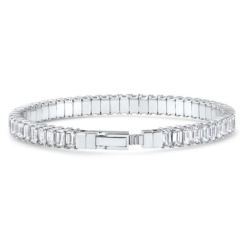 Bliss Diamond 16ct Emerald Diamond Tennis Flexible Bangle Bracelet 14k White Gold Lab Grown In 14k White Gold