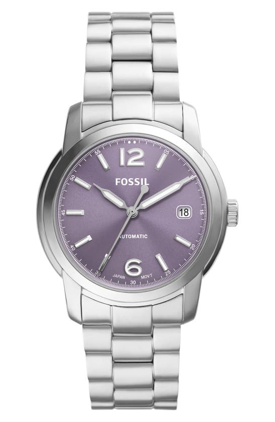Fossil Women's Heritage Automatic Silver-tone Stainless Steel Bracelet Watch, 38mm
