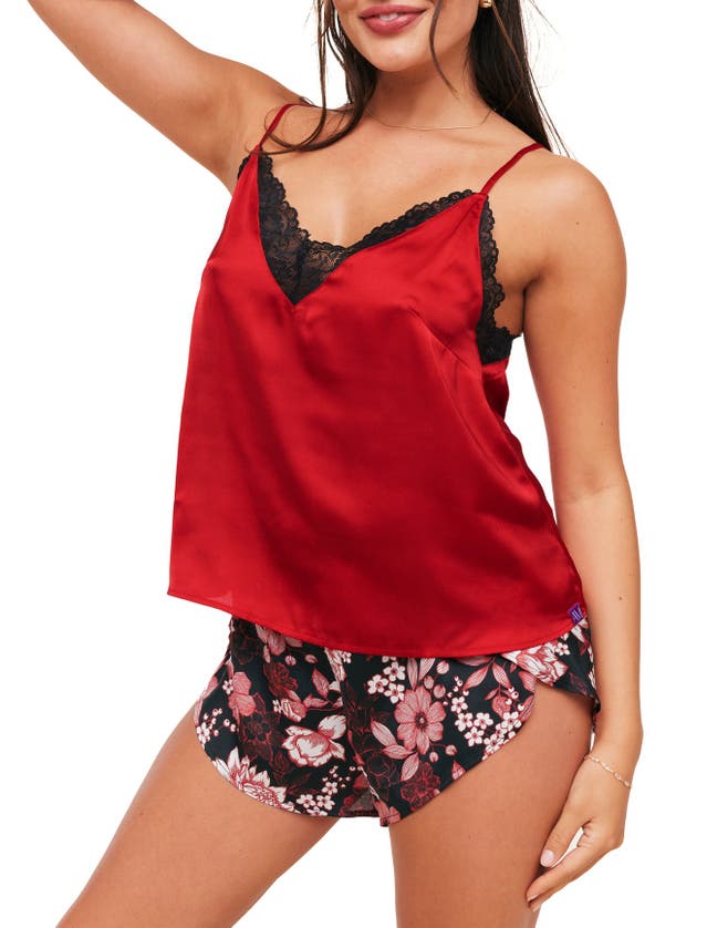 Shop Adore Me Linny Pajama Camisole & Short Set In Floral Black