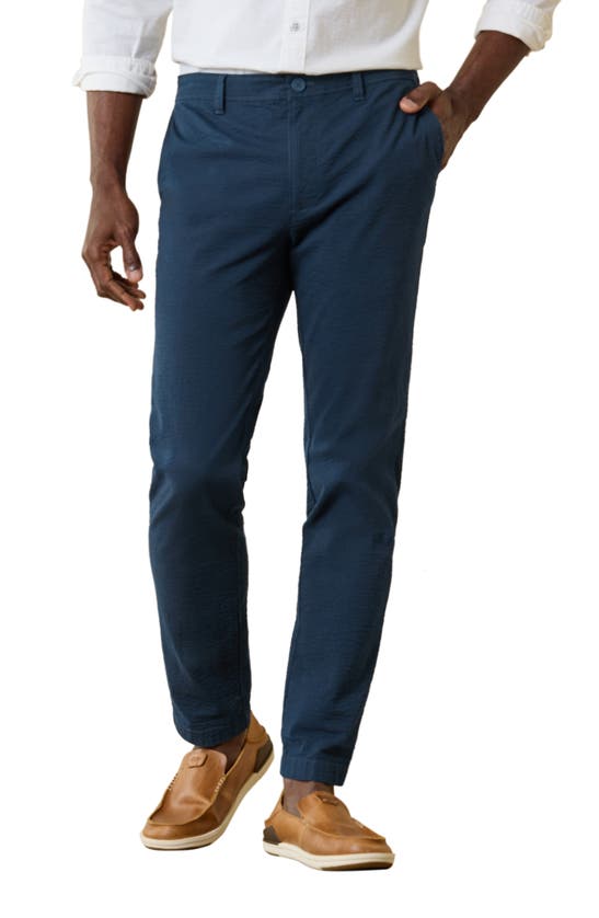 Shop Tommy Bahama Nova Weave Flat Front Performance Seersucker Pants In Maritime