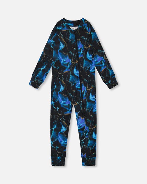 Shop Deux Par Deux Baby Boy's One Piece Thermal Underwear Black Printed Storm