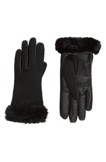 Ugg ® Shorty Genuine Shearling Gloves In Black