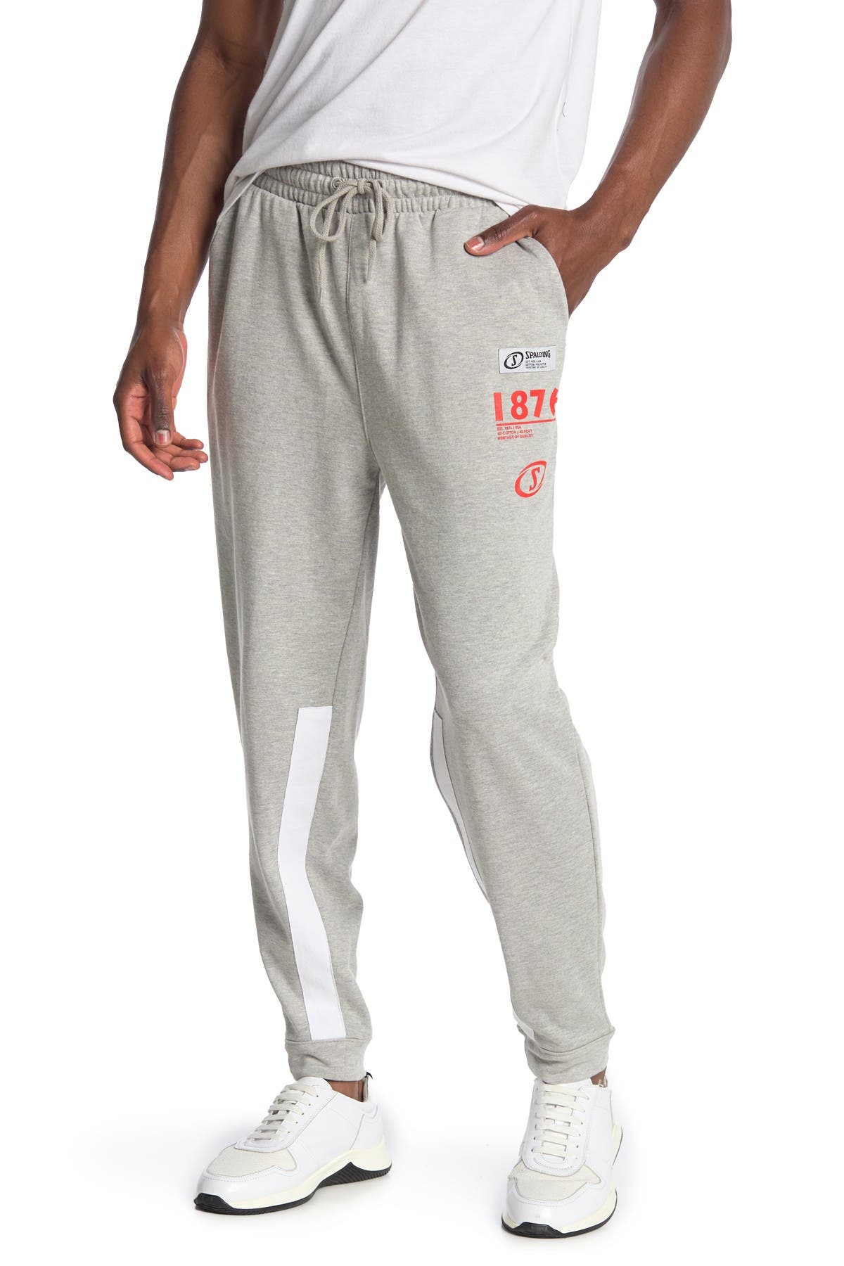 branded grey joggers