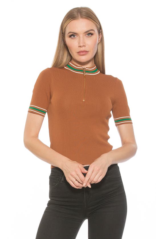 Alexia Admor Phoebe Short Sleeve Turtle Neck Sweater In Camel