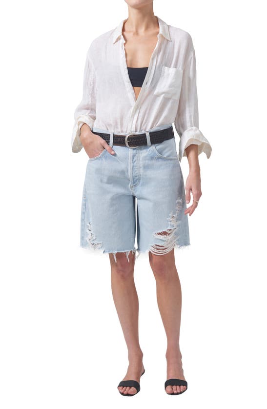 Shop Citizens Of Humanity Ayla High Waist Cutoff Denim Bermuda Shorts In Starlit