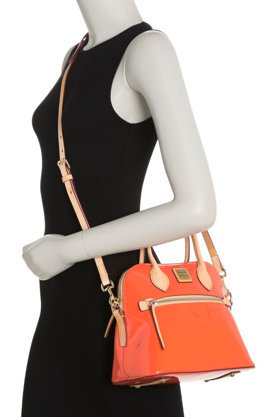 Dooney & Bourke Domed Convertible Leather Satchel Bag In Orange