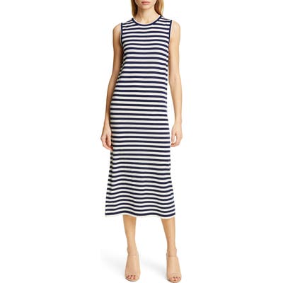 Jenni Kayne Stripe Sleeveless Merino Wool Midi Dress, Blue