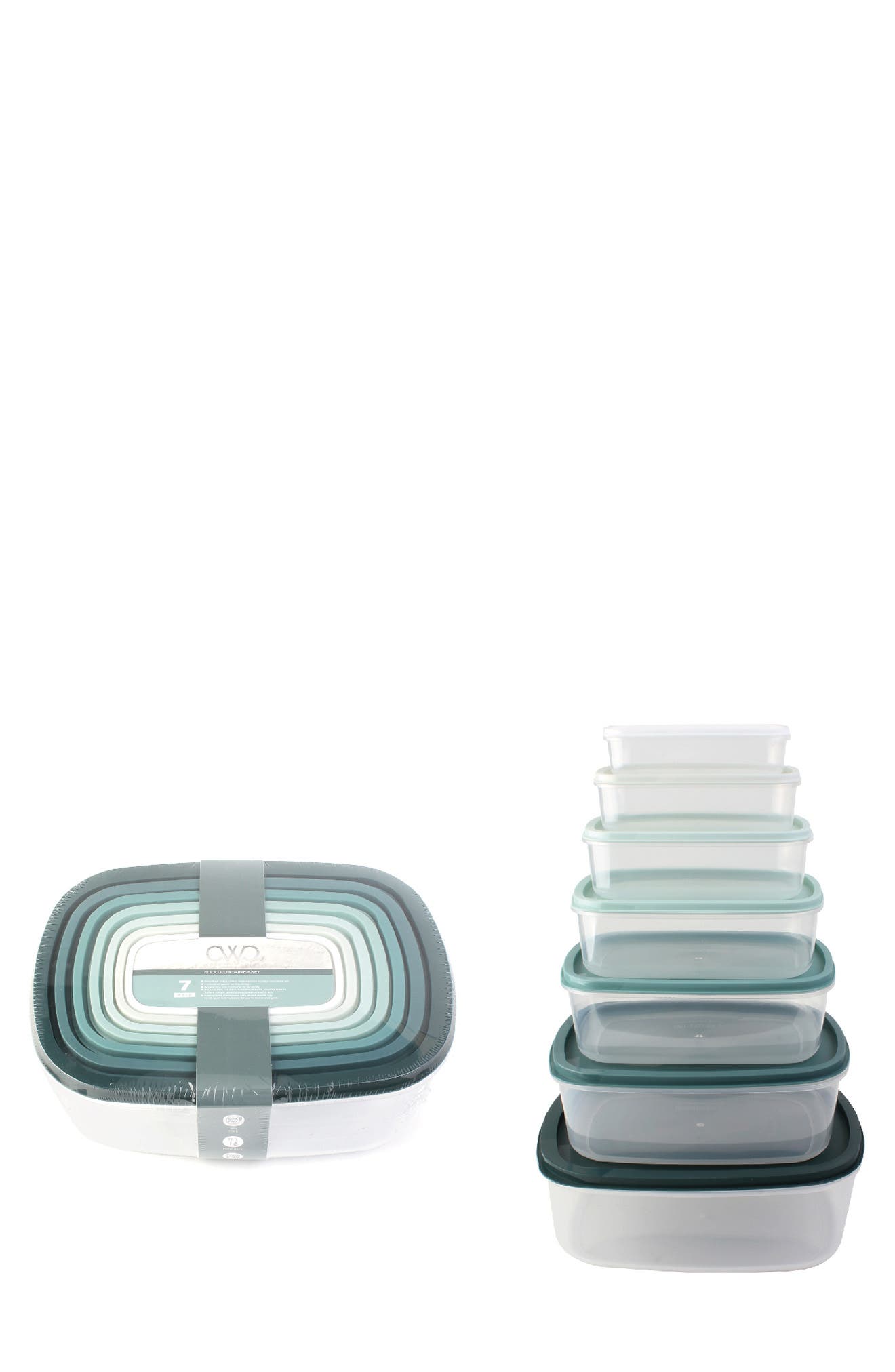 Enchante 14-piece Rectangle Food Container Set In Grn