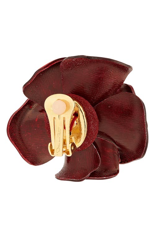 Shop Oscar De La Renta Gardenia Clip-on Earrings In Red