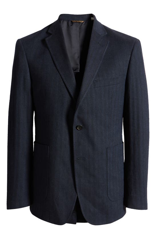 Shop Billy Reid Virgin Wool Blend Sport Coat In Blue Herringbone