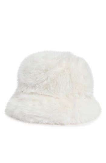 Nanette Lepore Faux Fur Bucket Hat In Ivory