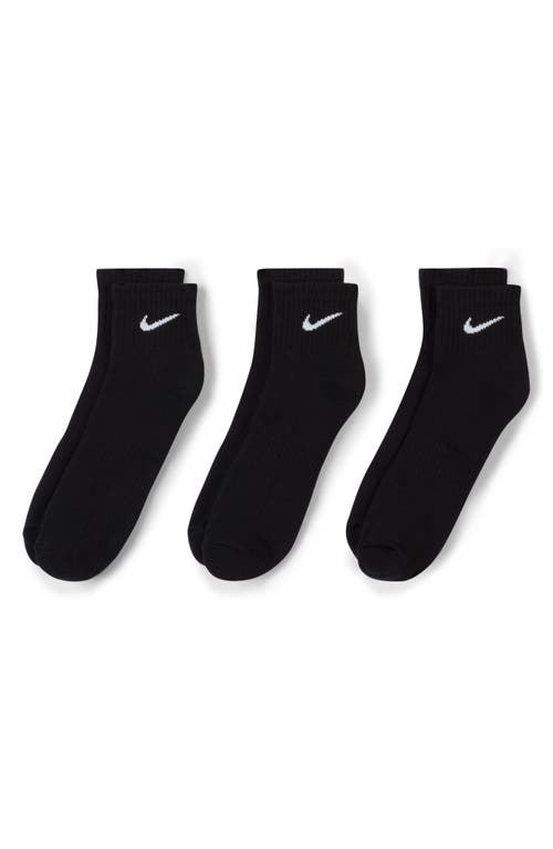 Shop Nike Kids' Assorted 3-pack Dri-fit Everyday Cushioned Ankle Socks In Black/white