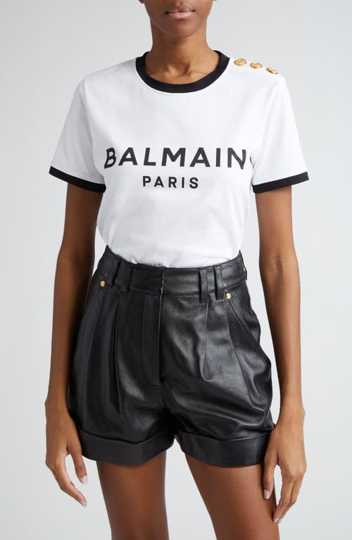 Balmain Logo-print Cotton T-shirt In Gab White/black