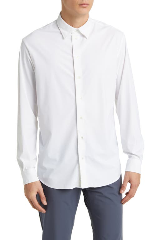 Emporio Armani Stretch Jersey Button-Up Shirt in Solid White at Nordstrom, Size Xx-Large
