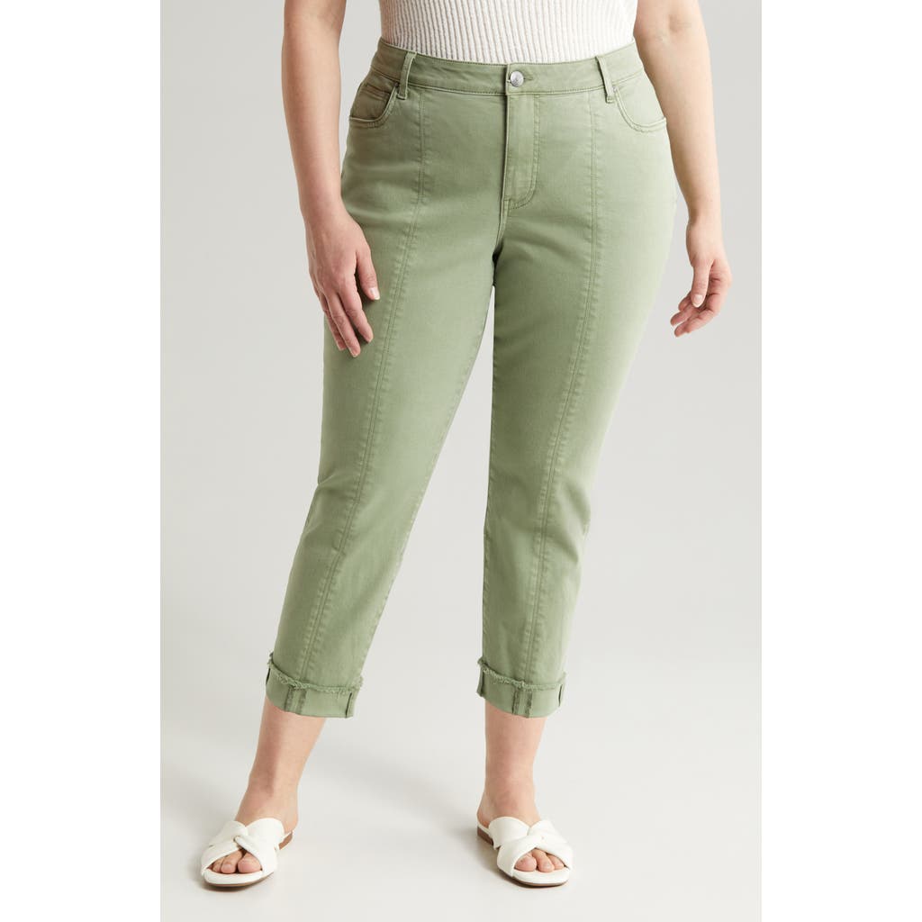 Kut From The Kloth Amy Crop Straight Leg Twill Pants In Tuscan Olive