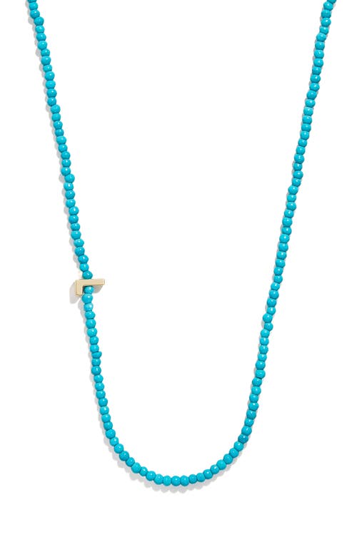 BaubleBar Turquoise Bead Initial Charm Necklace in Gold L at Nordstrom