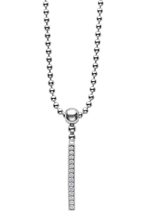 Lagos Sterling Silver Caviar Spark Diamond Stick Pendant Necklace, 16 In Silver/diamond