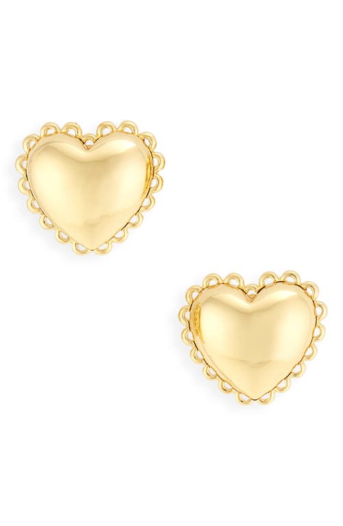 Lele Sadoughi Lace Heart Button Clip-On Earrings in Gold