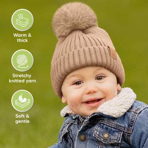 Keababies 2-pack Pom Knitted Beanie In Dune