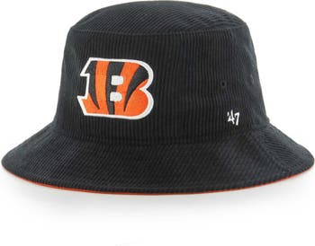 Men's '47 Black Cincinnati Bengals Leather Head Flex Hat Size: Small/Medium