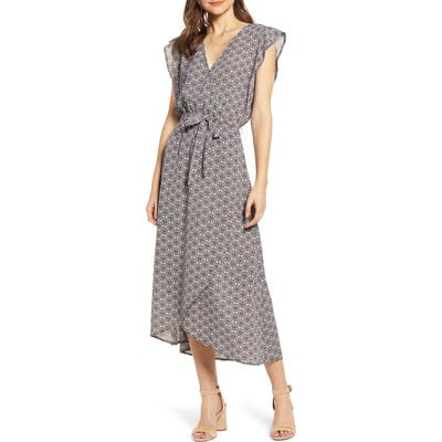 Bishop + Young Mosaic Flutter Sleeve Faux Wrap Dress, Green