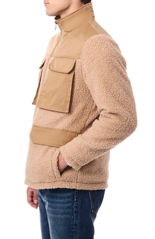 Bernardo High Pile Fleece Insulated Technical Jacket In Tan
