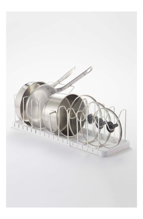 Yamazaki Adjustable Pot Lid Wire Organizer In White