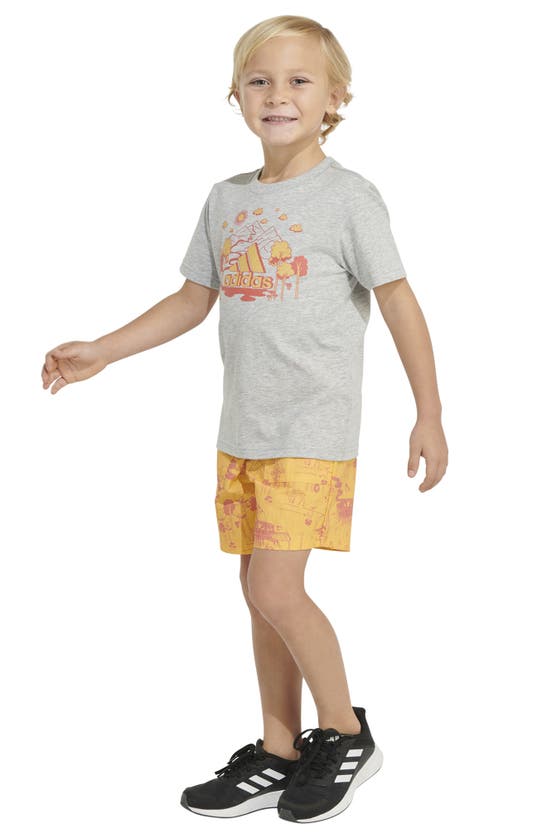 Shop Adidas Originals Kids' Graphic T-shirt & Shorts Set In Medium Grey Heather