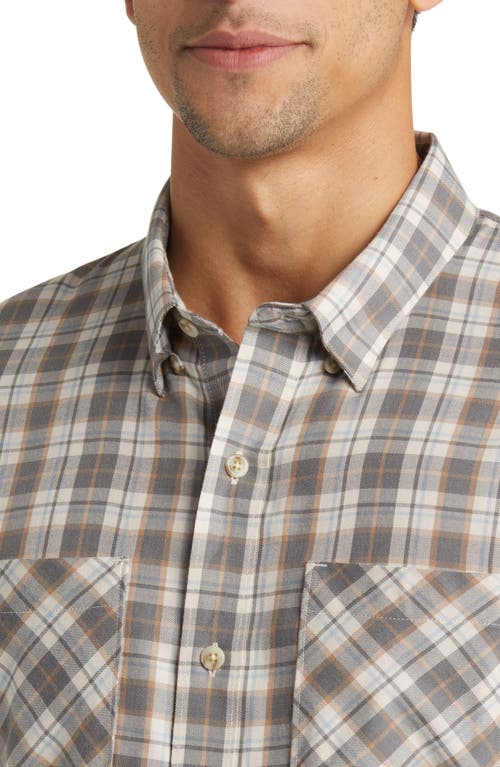 Travismathew Cloud Plaid Flannel Button-up Shirt In Moonbeam/quiet Shade