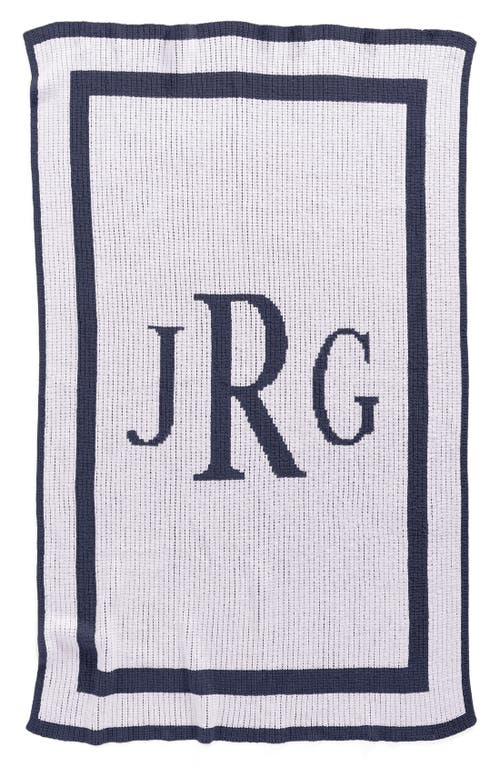 Shop Butterscotch Blankees 'classic Monogram' Personalized Stroller Blanket In White/navy