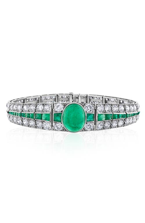 Art Deco Colombian Emerald & Diamond Bracelet in Platinum/Diamond/Emerald