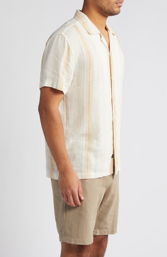 Shop Rails Amalfi Stripe Short Sleeve Linen Blend Button-up Shirt In Farro Dove Stripe