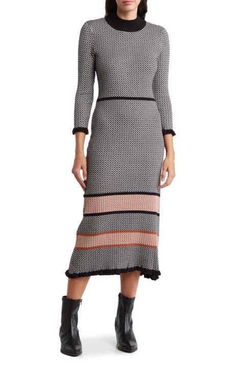 Lulus Lush Houndstooth Cardigan Sweater Dress