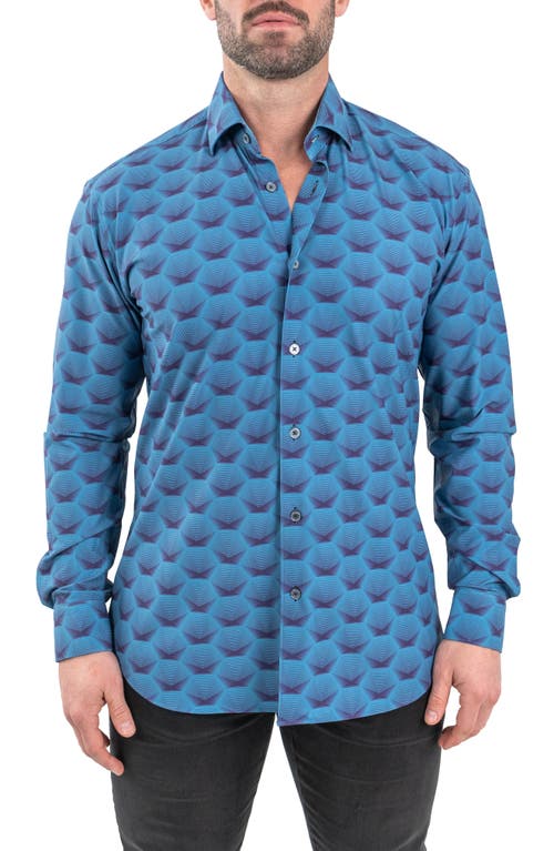 Maceoo Einstein Stretch Horizon Button-up Shirt In Blue