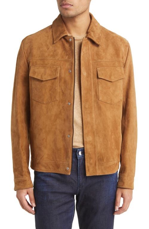 BOSS Mucker Goat Suede Jacket Beige at Nordstrom,