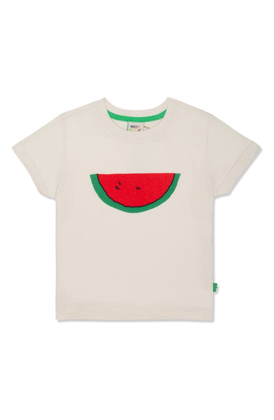 Shop Mon Coeur Kids' Recycled Cotton & Cotton Graphic T-shirt In Natural Watermelon Slice