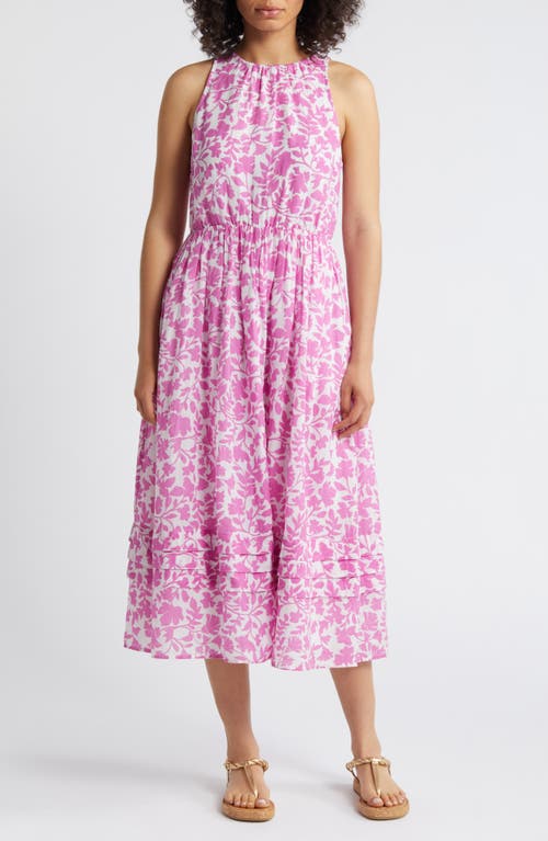 caslon(r) Floral Print Sleeveless Dress in White- Pink Rosebud Floral