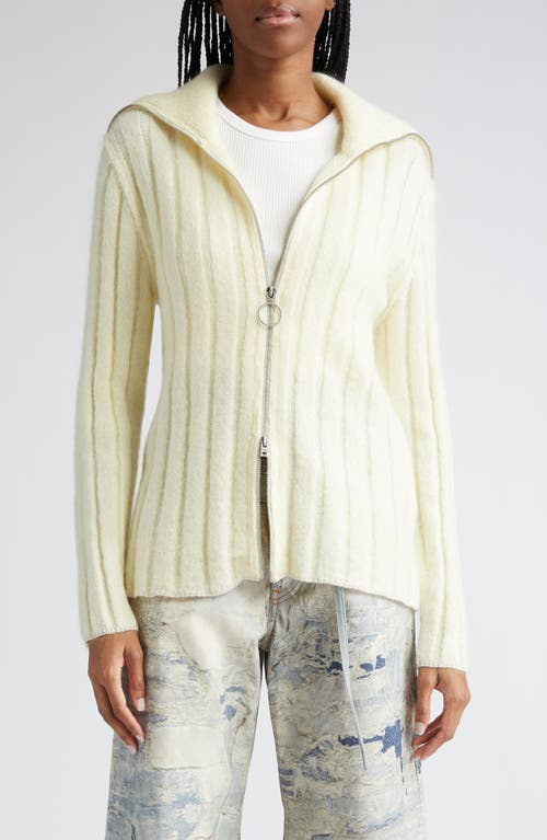 Acne Studios Kanela Rib Zip Cardigan Soft Yellow at Nordstrom,