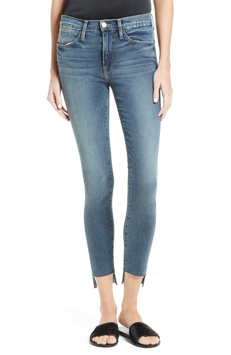 FRAME Le High Skinny Raw Stagger Jeans (Woodhaven) | Nordstrom